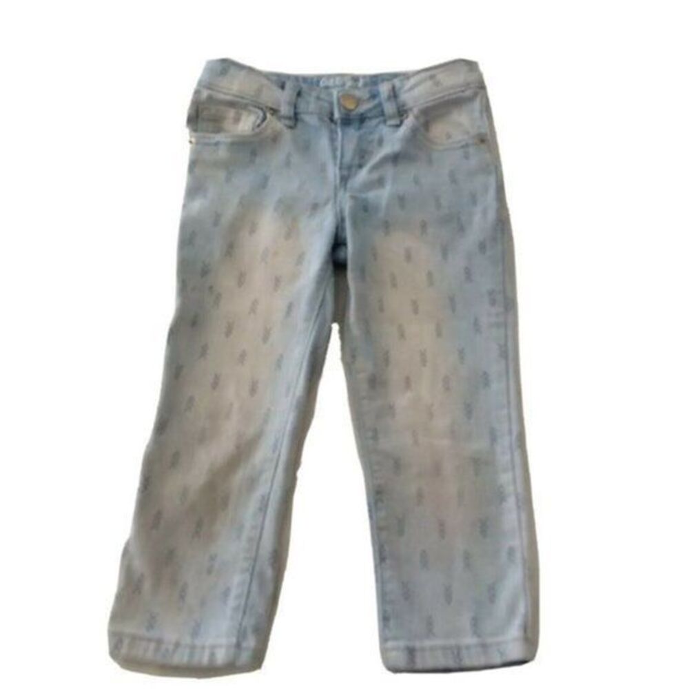 Cat & Jack Super Skinny Size 5 Girls Jeans Adjustable Waistband Light Printed